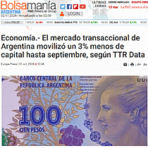 Economa.- El mercado transaccional de Argentina moviliz un 3% menos de capital hasta septiembre, segn TTR Data